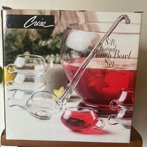 Crisa Vintage VTG 8 Piece Festival PunchBowl Set Ladle Discontinued Collectible